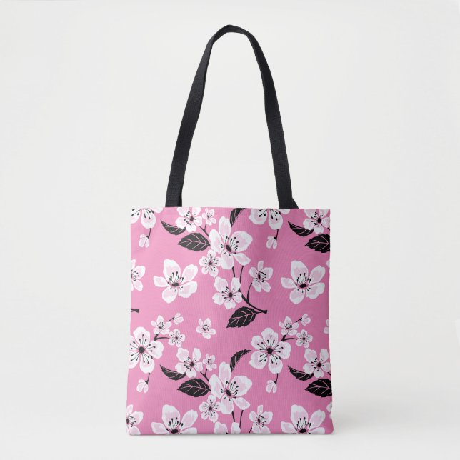 TOTE BAG CERISIER EN FLEURS - SAKURA (ROSE CLAIR) (Devant)