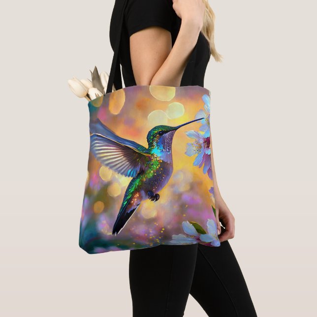 Tote Bag Cerisier Imaginaire Sunrise Hummingbird  (De près)