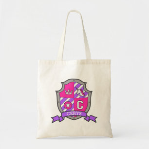 Tote Bag Cerys knight bouclier C nom rose violet bibliothèq
