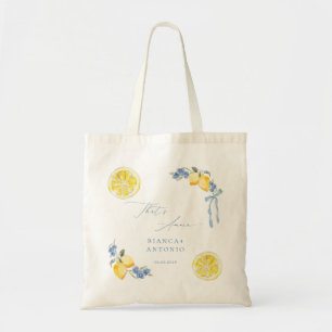 Tote Bag C'est Amore Nœud Bleu Citrons Faveur de Mariage It