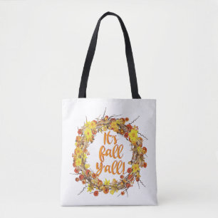Tote Bag C'est automne Y'all Orange Feuilles d'automne