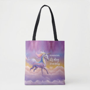 Tote Bag C'est correct d'avoir des sentiments Licorne Paill