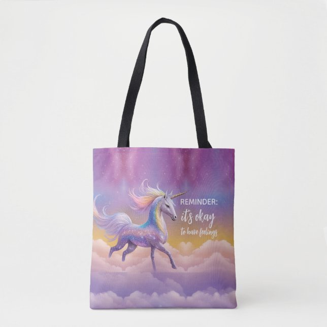 Tote Bag C'est correct d'avoir des sentiments Licorne Paill (Devant)
