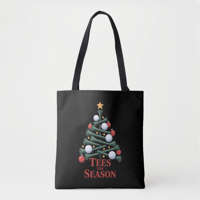Tote Bag C'est la saison de golf Drôle de Noël Golf Arbre (Devant)