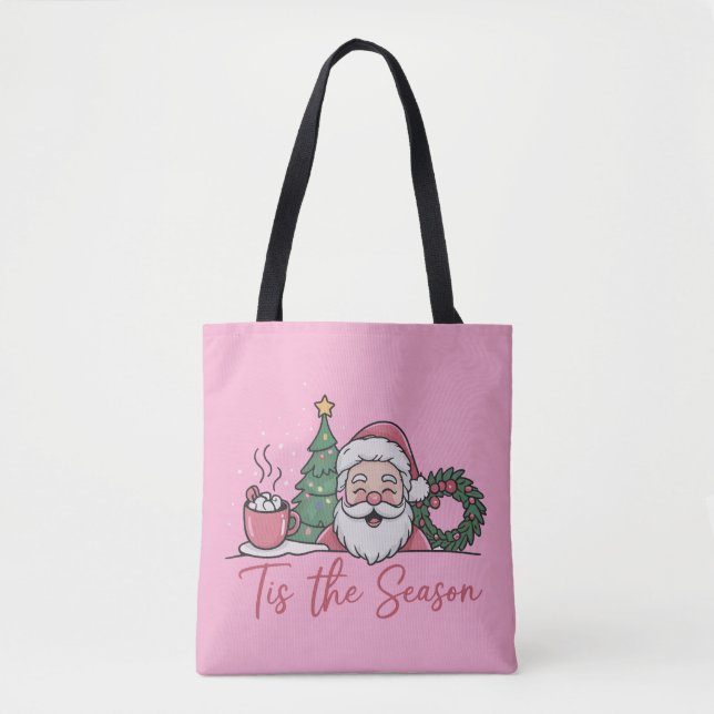 Tote Bag C'Est La Saison Noël mignon Hiver Latte Père Noël (Devant)