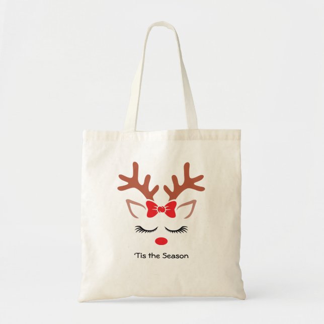 Tote Bag C'est la saison personnalisée Reindeer arc rouge n (Devant)