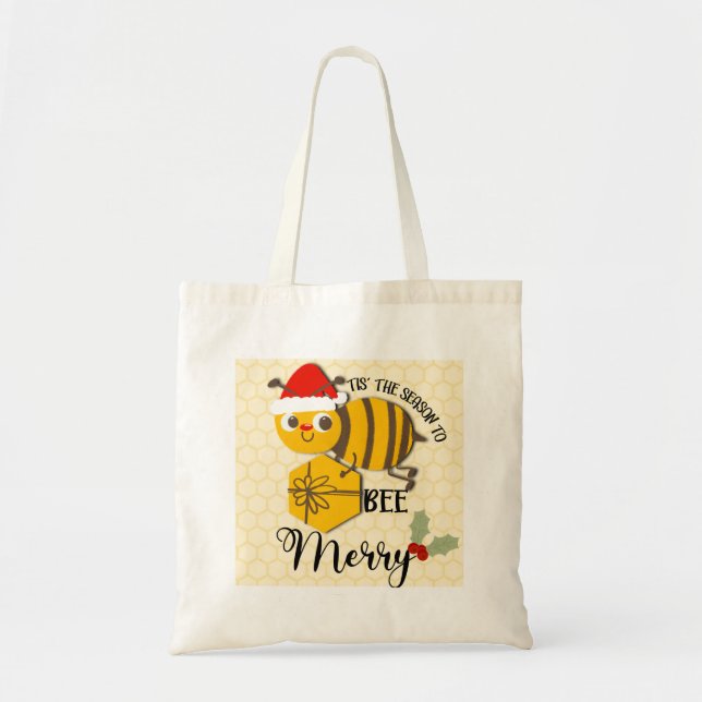 Tote Bag C'est la saison pour être joyeux bee card (Devant)
