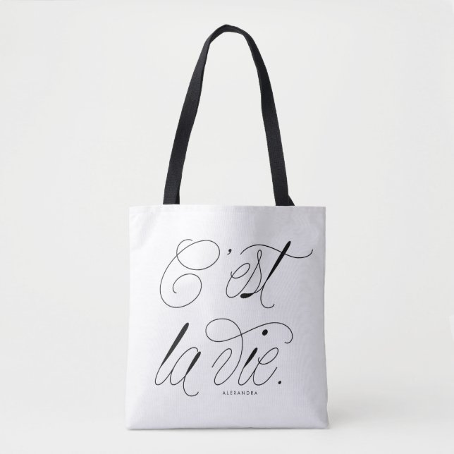 Tote Bag C'est La Vie Citer Chic Typographie Personnalisé (Devant)