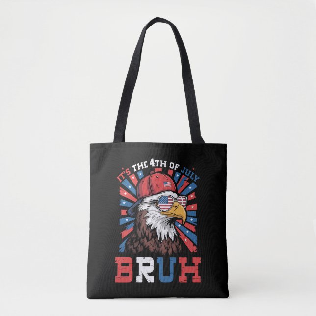Tote Bag C'est le 4 juillet Bruh Aigle américain Patriote (Devant)