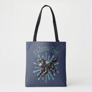Tote Bag C'est le temps de Zoomie Chat Noir
