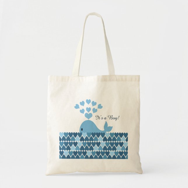 Tote Bag C'est un garçon ! Baleine mignonne (Devant)