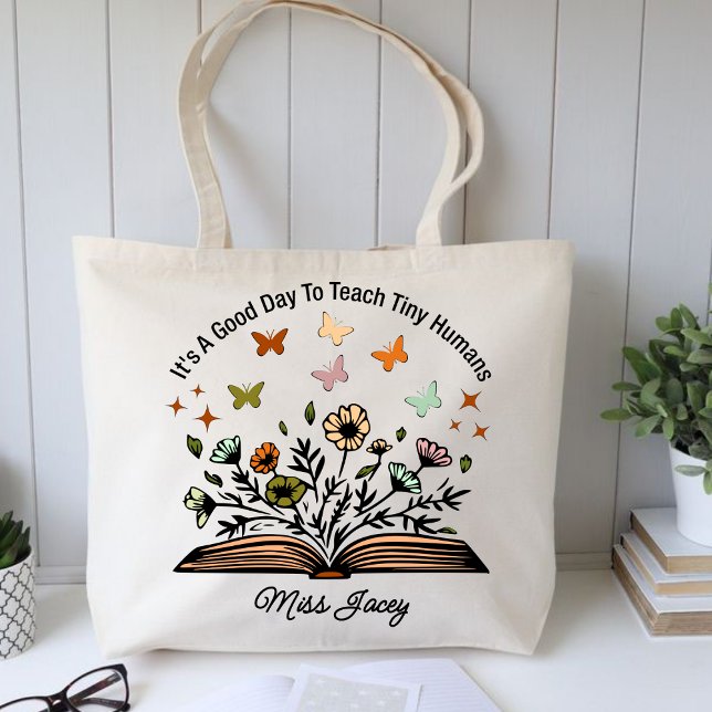 Tote Bag c'est une bonne journée pour enseigner aux petits  (it's a good day to teach tiny humans tote bag, personalized teacher tote bag, teacher gift ideas )