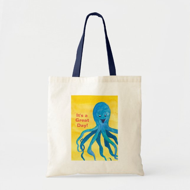 Tote Bag C'est une grande pieuvre bleue du jour (Devant)