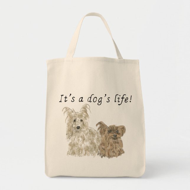 Tote Bag C'est une vie de chien Yorkshire terriers Dog Art  (Devant)