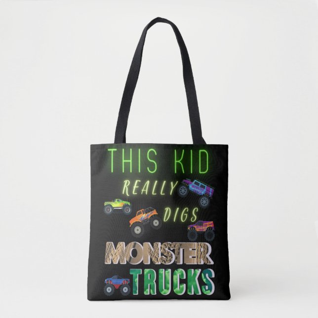 Tote Bag Cet Enfant A Vraiment Digéré Des Camions Monster (Devant)