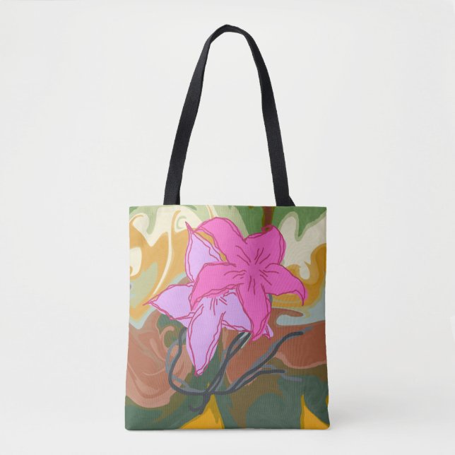 Tote Bag Cette conception de fleurs abstraites allie des fl (Devant)