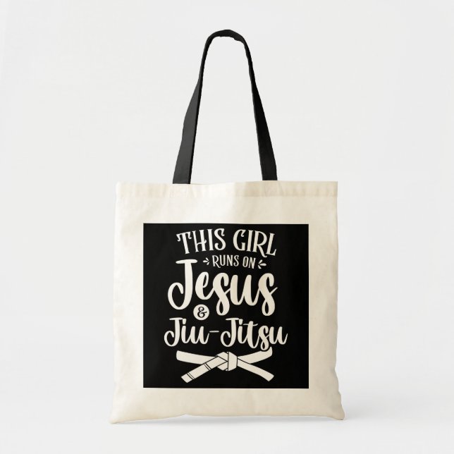 Tote Bag Cette Fille Fonctionne Sur Jésus Et Jiu Jitsu Mart (Devant)