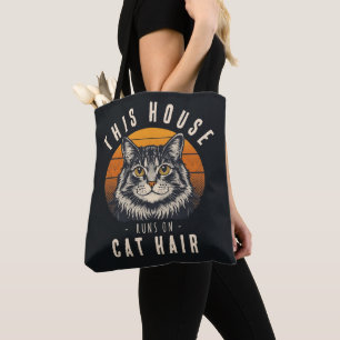 Tote Bag Cette maison fonctionne avec des poils de chat Vin