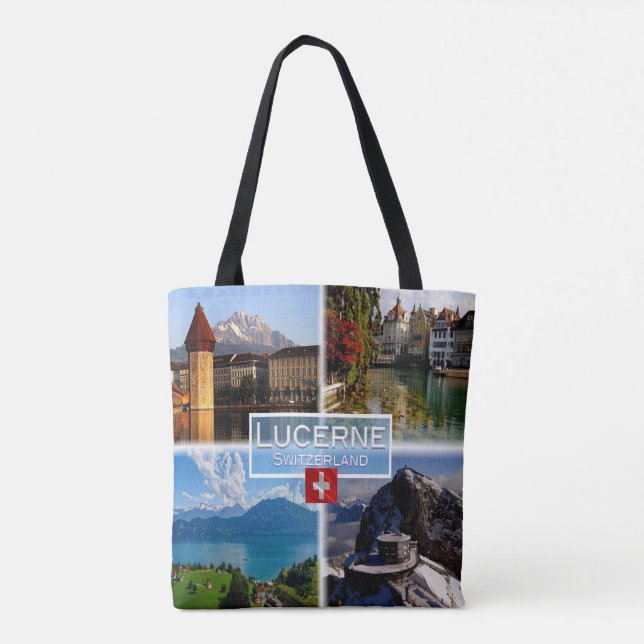 Tote Bag CH Suisse - Lucerne - Pont de la Chapelle - Vieux- (Dos)