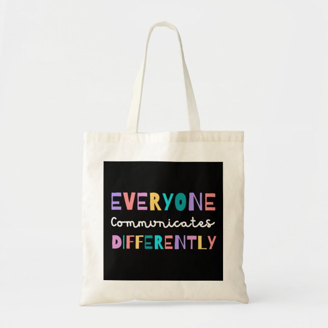 Tote Bag Chacun communique une Sensibilisation sur l'autism (Devant)