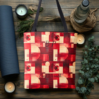 Tote Bag Chaleur Profonde Abstrait – Géométrique Rouge, Crè