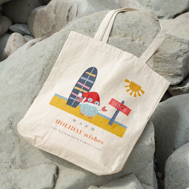 Tote Bag Chaleureux Noël en Juillet Plage Sable Crabe (Créateur téléchargé)