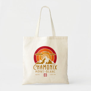 Tote Bag Chamonix France Retro Sunset Ski Souvenirs 80s