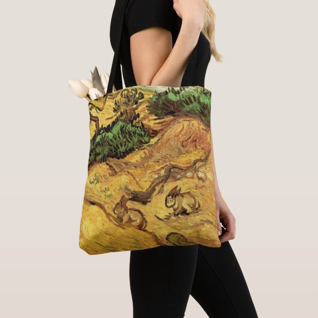 Tote Bag Champ avec deux lapins par Vincent van Gogh (De près)