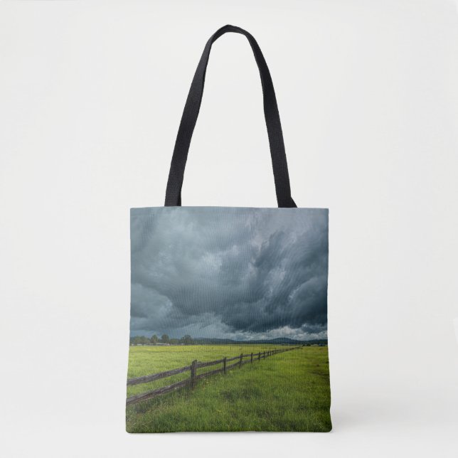 Tote Bag Champ avec une clôture en bois (Devant)