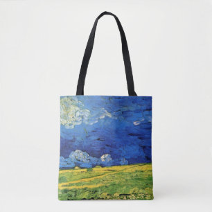 Tote Bag Champ de blé sous un ciel nuageux par Vincent van 