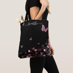 Tote Bag Champ de fleurs avec papillons