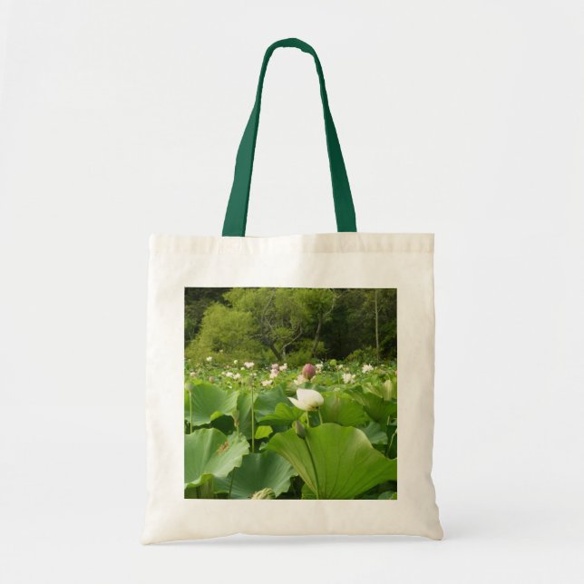 Tote Bag Champ de fleurs de Lotus Jardin d'été (Devant)