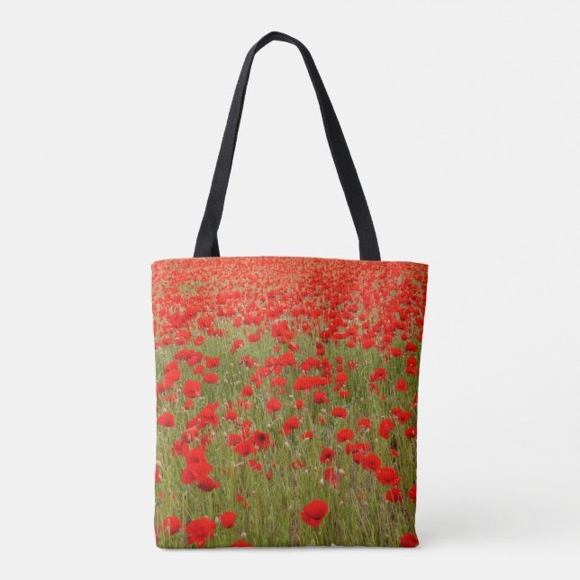 Tote Bag Champ de fleurs de pavot rouge cravate (Dos)