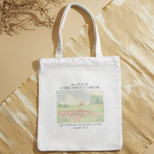 Tote Bag Champ de fleurs verset biblique chrétien