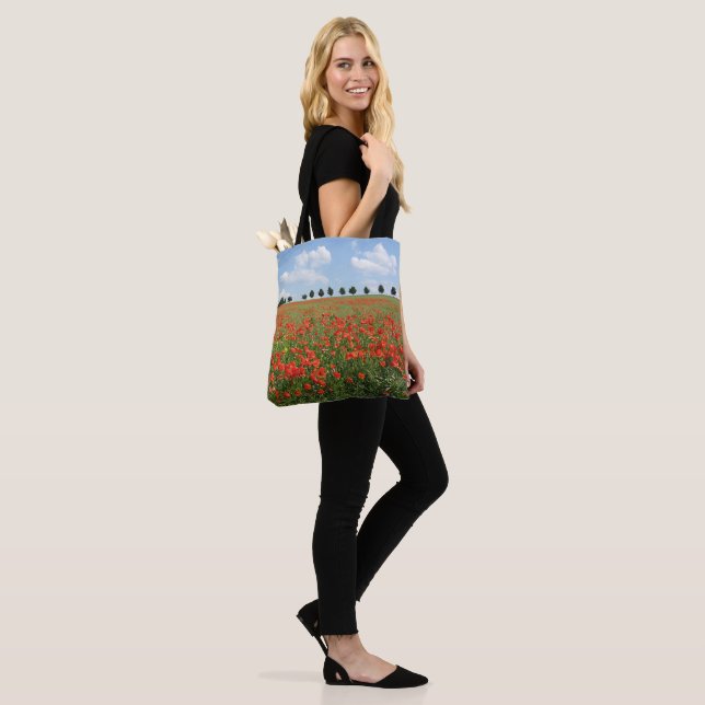 Tote Bag Champ de pavot en fleurs (Sur le modèle)