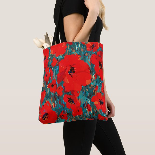 Tote Bag Champ sauvage de pavot rouge (De près)