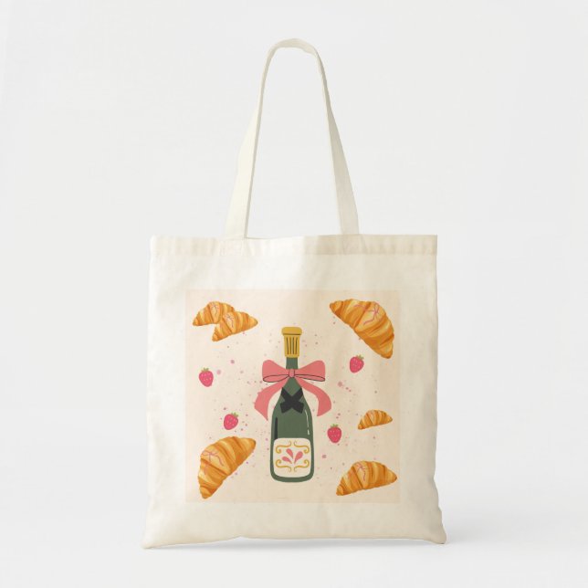 Tote Bag Champagne et croissants (Devant)