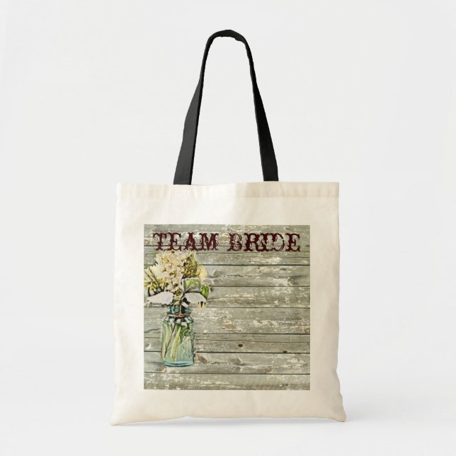 Tote Bag champêtre floral maçon mariage (Devant)