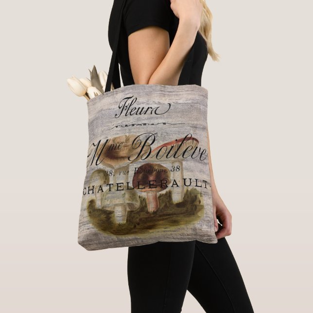 Tote Bag champignon botanique rustique hipster (De près)