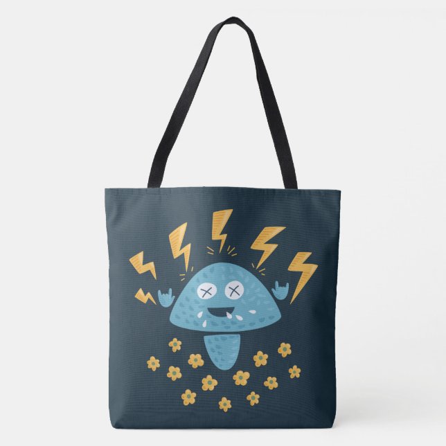 Tote Bag Champignon drôle de hard rock de bande dessinée (Devant)