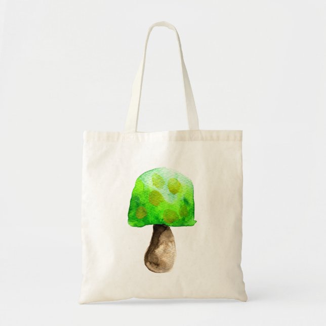 Tote Bag Champignon vert aquarelle champignons mignons (Devant)