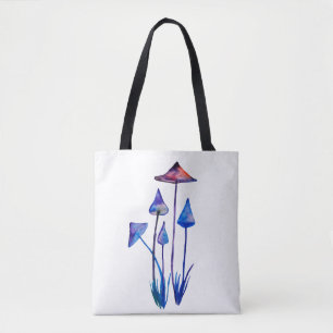 Tote Bag Champignons Aquarelle Art Insigne rond