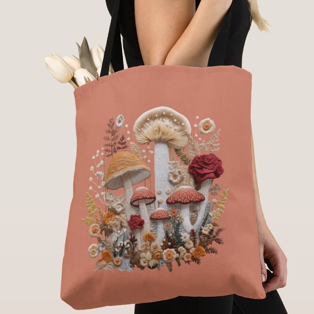 Tote Bag Champignons et Fleurs sauvages (Créateur téléchargé)