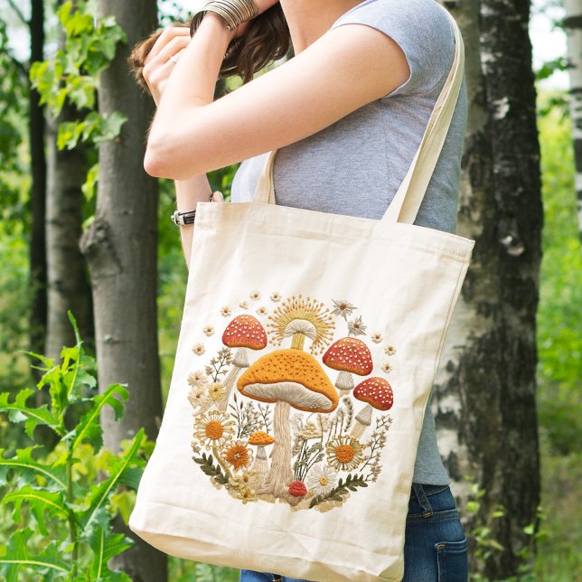 Tote Bag Champignons et Fleurs sauvages (Créateur téléchargé)