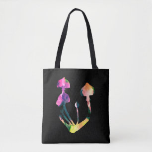 Tote Bag Champignons magiques Aquarelle violet Art