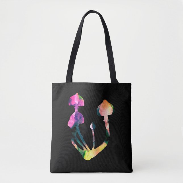 Tote Bag Champignons magiques Aquarelle violet Art (Devant)