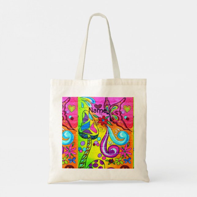 Tote Bag champignons magiques colorés (Dos)