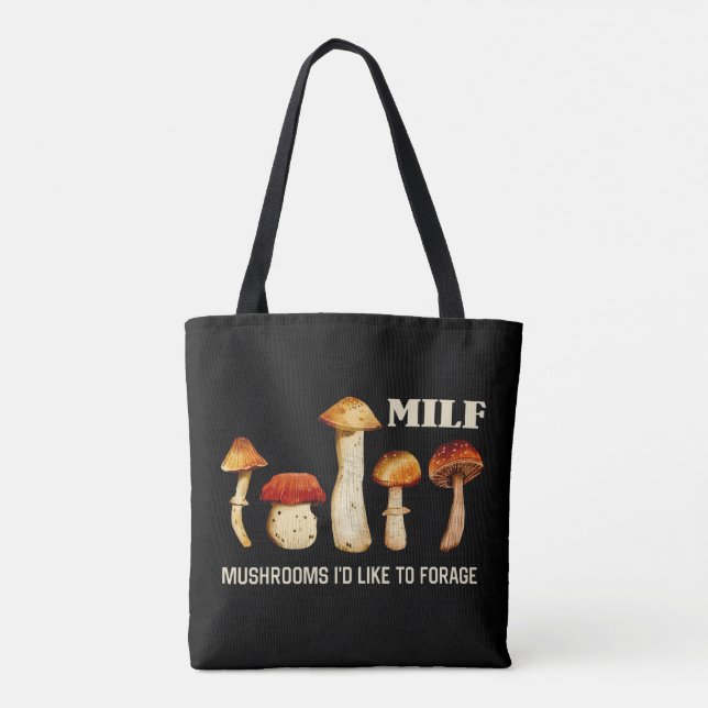 Tote Bag Champignons Milfs J'Aimerais Fourrer, Champignons  (Dos)