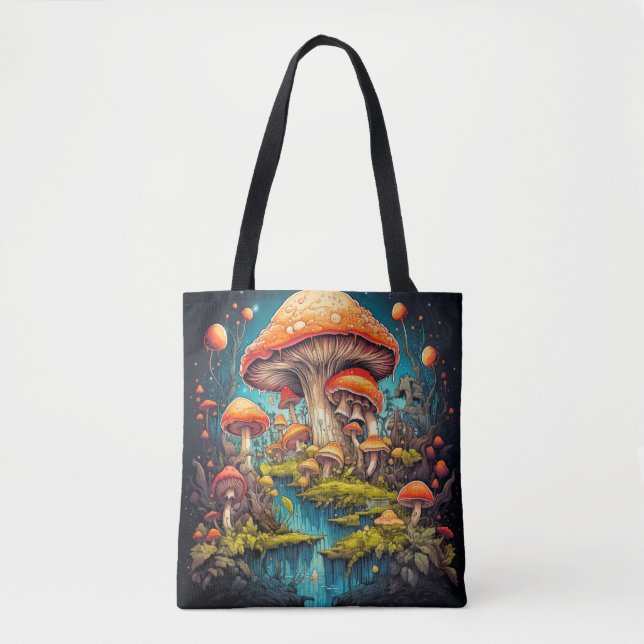 Tote Bag Champignons Sauvages Dans La Forêt (Devant)
