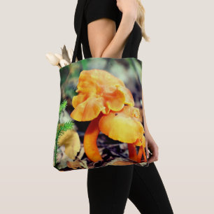 Tote Bag Champignons sauvages orange pâle en gros plan